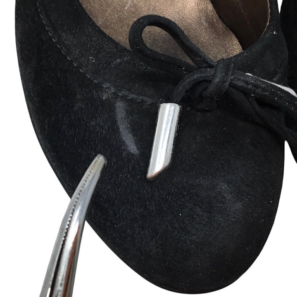 AGL Kristin Bow Tie Black Suede Leather Pumps Block Heel EU 35 US 5 Made Italy - Picture 13 of 14